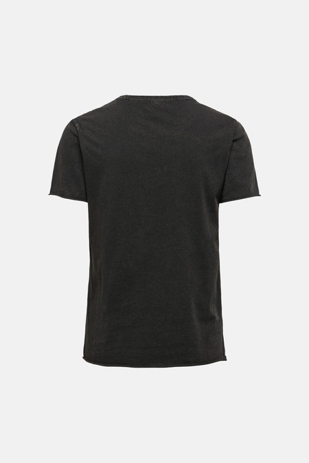 T-shirt gris à manches courtes de ONLY, avec un effet délavé vintage et un col rond.