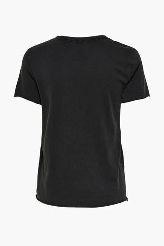 T-shirt noir de ONLY, avec des manches courtes et une texture décontractée sur le dos.