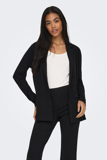 Blazer noir JDY, en tissu texturé et revers.