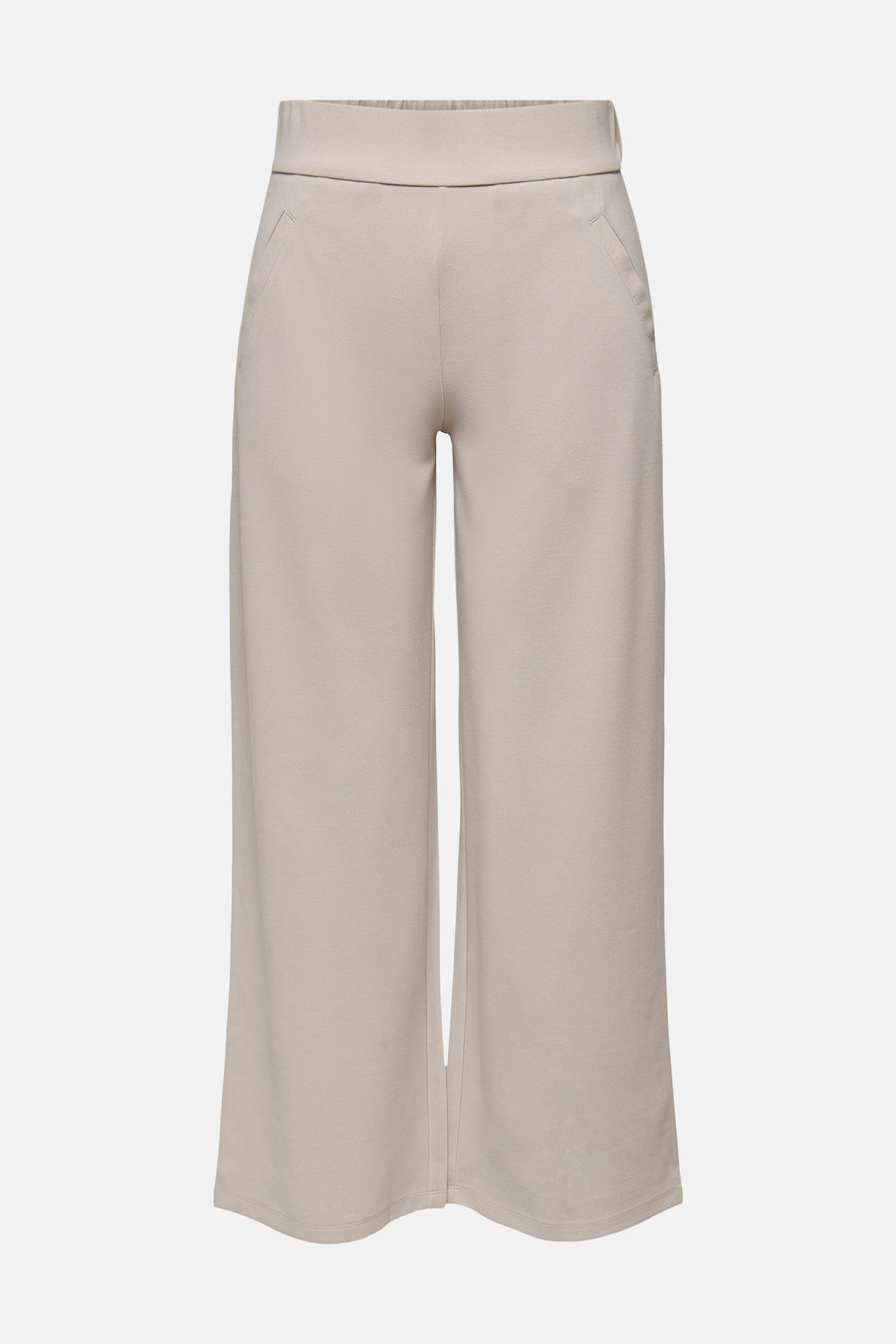 Pantalon de costume beige clair de JDY avec jambes larges et courtes, taille élastique et poches en biais.