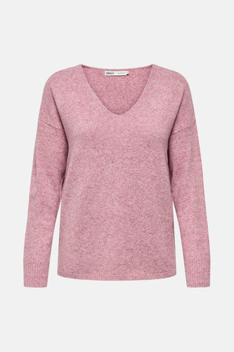 Pull à col en V - rose - ONLY®