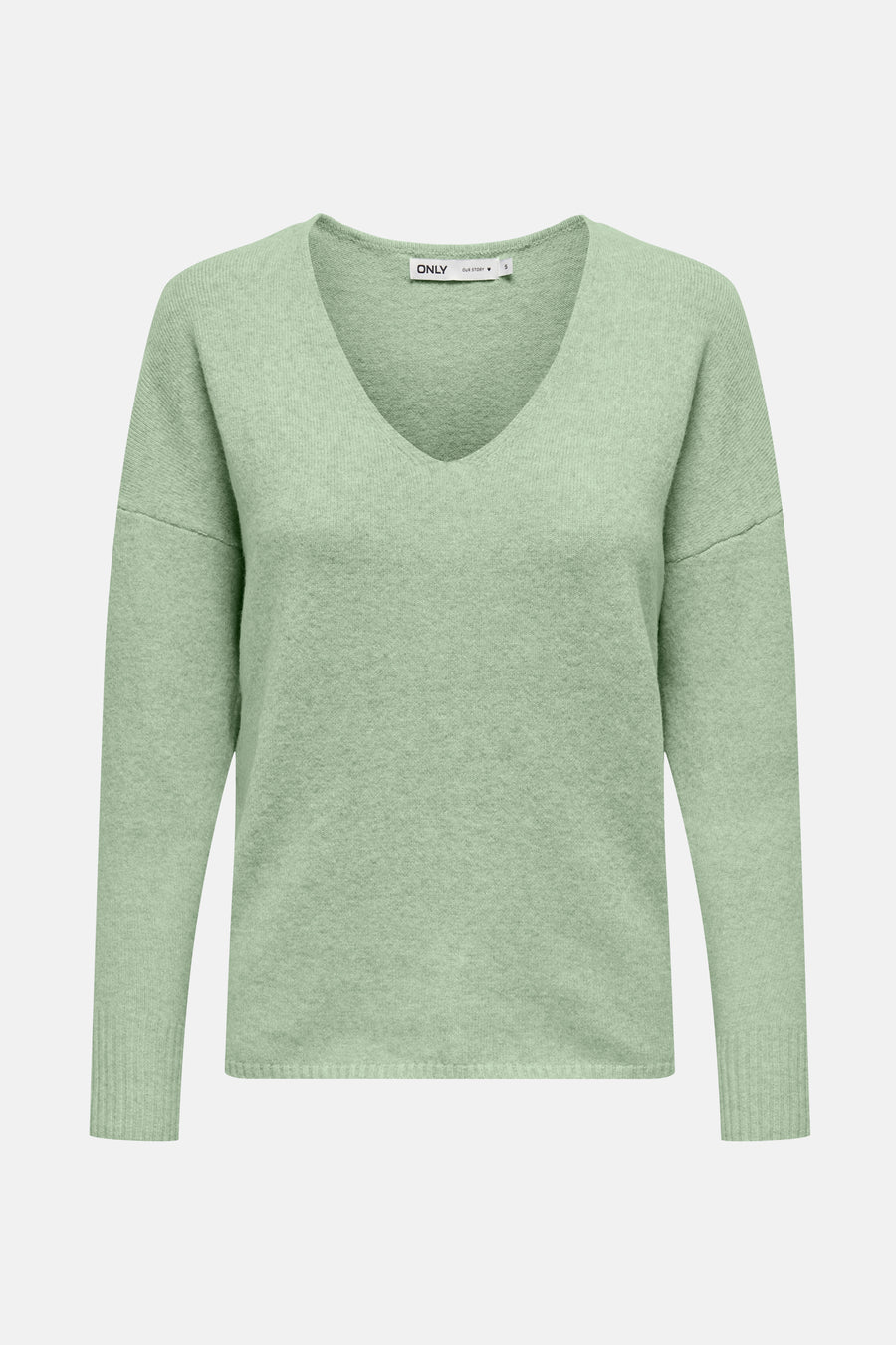 Lichtgroene V-hals trui.
