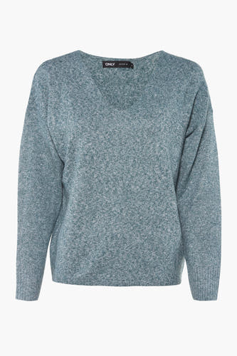 T-shirt V-neck vert de ONLY, avec un motif uné et des manches longues.