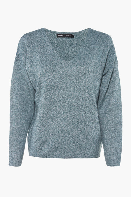 T-shirt V-neck vert de ONLY, avec un motif uné et des manches longues.
