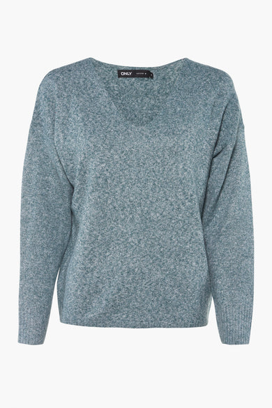 T-shirt V-neck vert de ONLY, avec un motif uné et des manches longues.