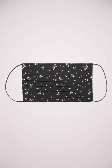Masque à bouche noir de ONLY®, avec un fin motif floral et des bandes élastiques.