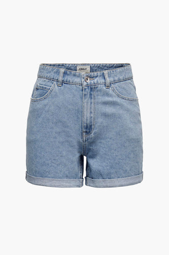 Denim shorts met omgeslagen zoom.