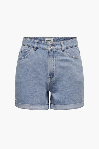 Denim shorts met omslag in lichte wassing.