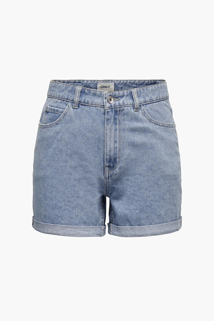 Denim shorts met omslag in lichte wassing.