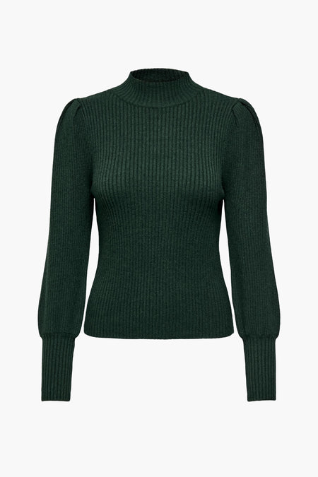 T-shirt vert de ONLY avec des manches longues et une texture côtelée.