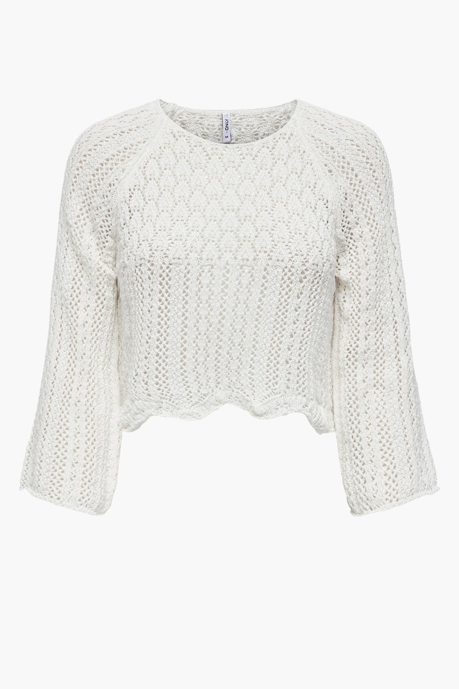 Pull en couleur écru d'ONLY, avec une texture en maille ouverte et des manches larges.
