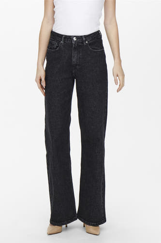 Jean large gris foncé d'ONLY, avec une texture denim classique et un délavage subtil.