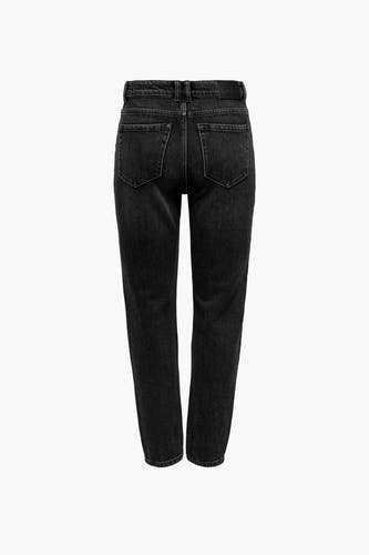 Zwarte straight jeans van ONLY, met achterzakken en een donkere denim wassing.