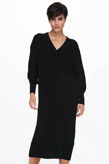 ONLNEW TESSA L/S MIDI V DRESS KNT NOOS