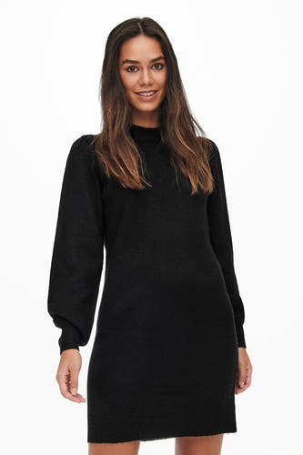 Robe noire courte de JDY avec manches longues et col montant.
