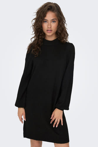 Robe noire courte à manches longues de JDY, avec une texture tricotée.