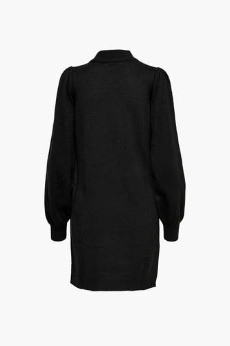 Robe noire courte de JDY, avec manches bouffantes longues et une texture tricotée fine.