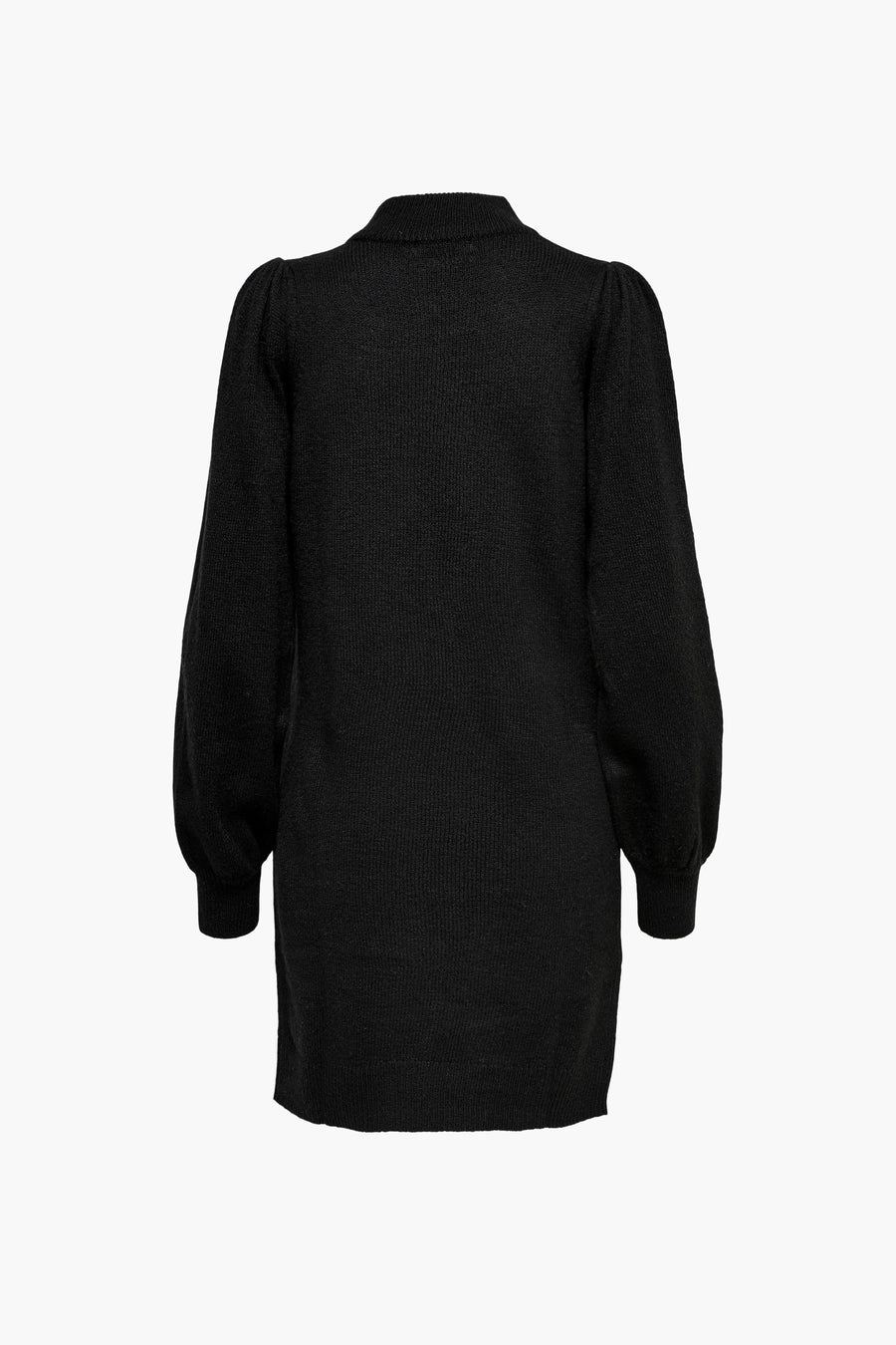 Robe noire courte de JDY, avec manches bouffantes longues et une texture tricotée fine.