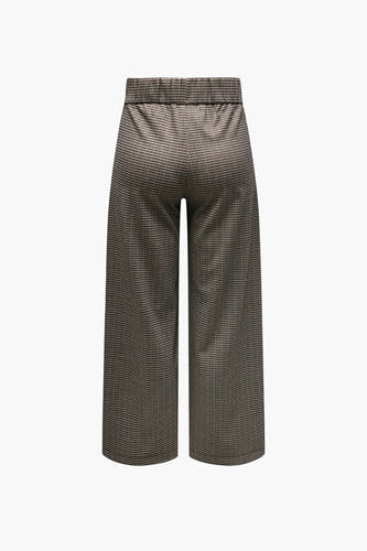 Pantalon gris de JDY, avec un motif pied-de-poule et des jambes larges, vu de derrière.