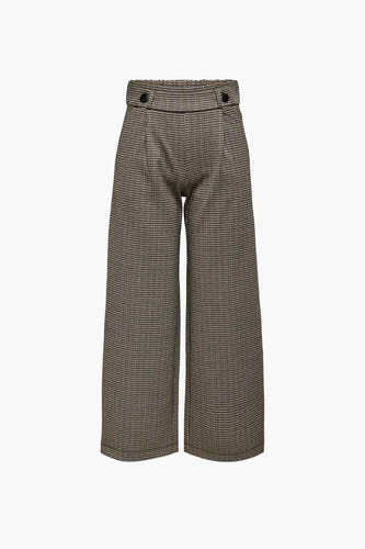 Pantalon gris de JDY avec des jambes larges et un motif à carreaux.