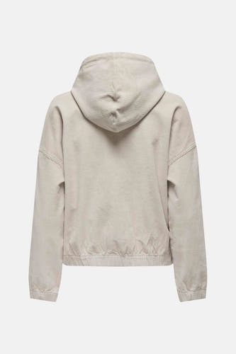 Mauve court manteau d'ONLY, avec capuche et texture corduroy rayée.