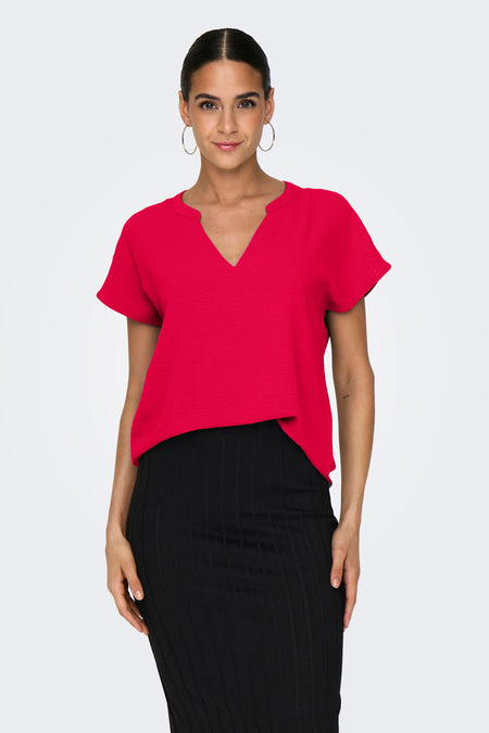 Blouse à manches courtes - rouge