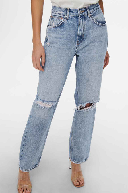 Jean &agrave; coupe droite - bleu