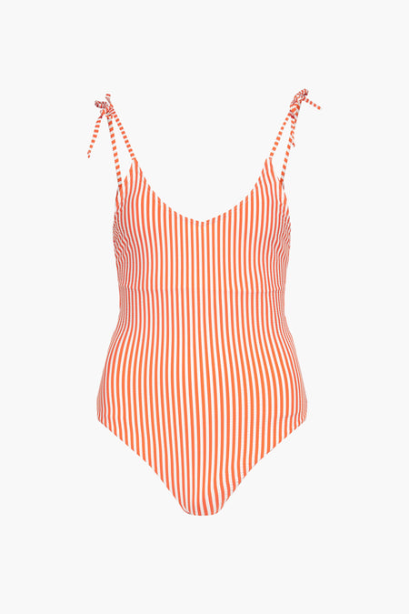 Maillot rouge ONLY® à motif rayé et bretelles réglables avec nœuds.
