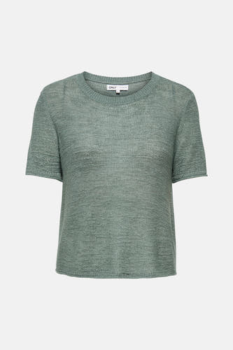 Pull vert de ONLY, à manches courtes et avec une structure en maille fine.