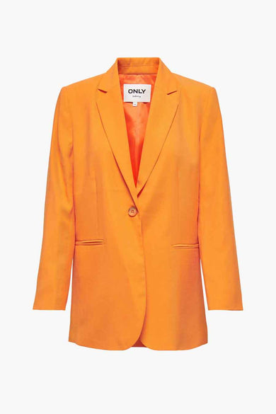 Oranje blazer van ONLY, met lange mouwen en een enkele knoopsluiting.