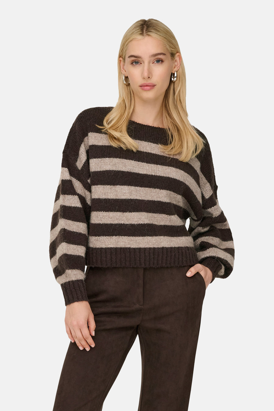 Pull à col rond - Seal Brown
