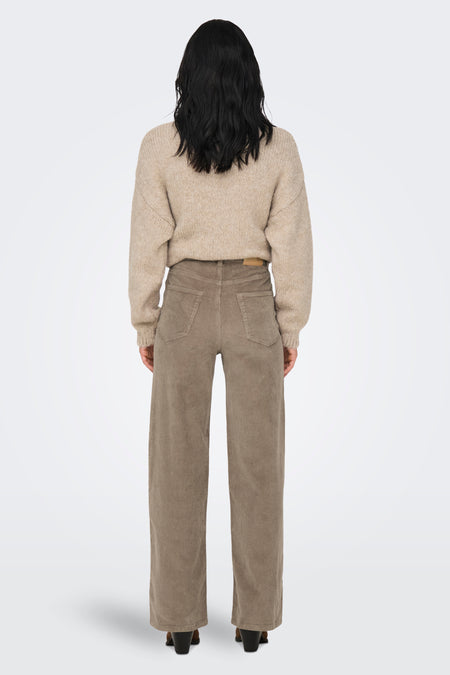 Pantalon brun de ONLY, avec des jambes larges et des poches arrière.