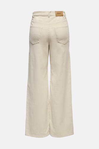 Pantalon en coton écru à côtes de la marque ONLY avec poches arrière.