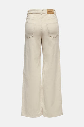 Pantalon couleur velours côtelé oatmeal de ONLY, coupe large avec poches arrière, vue de dos