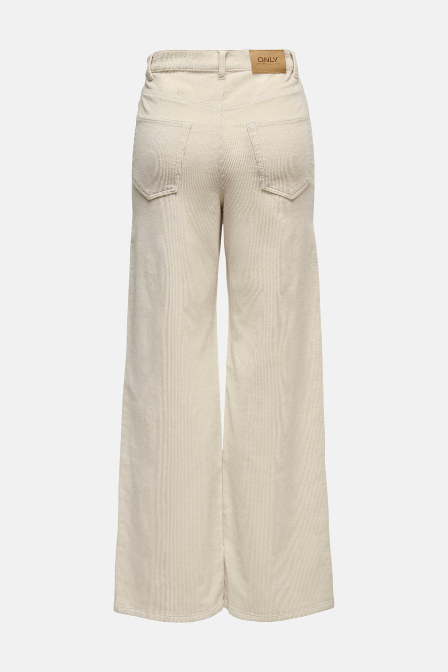Pantalon couleur velours côtelé oatmeal de ONLY, coupe large avec poches arrière, vue de dos