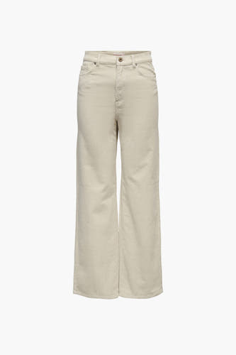 Pantalon couleur écru d'ONLY, fabriqué en velours côtelé avec jambes larges.