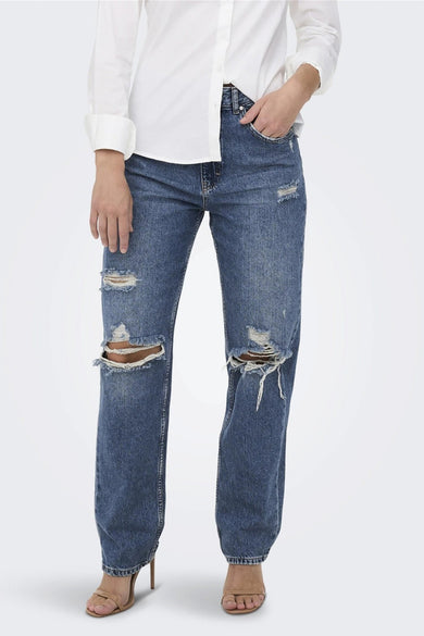 Jean &agrave; coupe droite - bleu