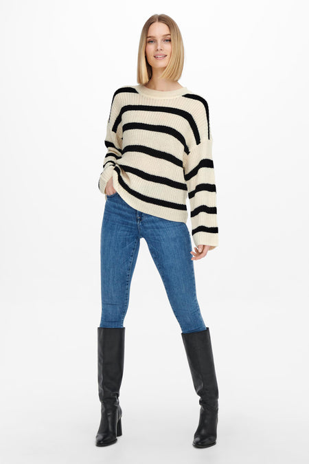 JDYJUSTY L/S STRIPE PULLOVER KNT NOOS