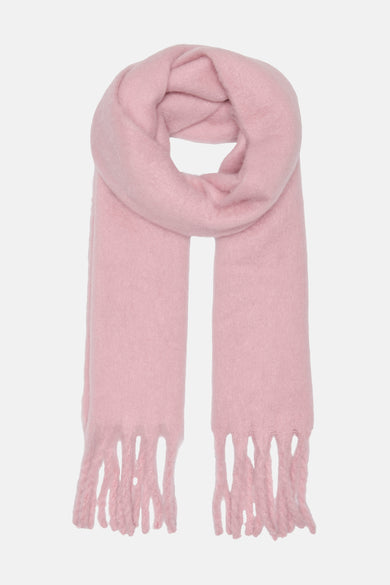 Chapeau d'hiver rose ONLY® avec franges et une douce texture en laine.