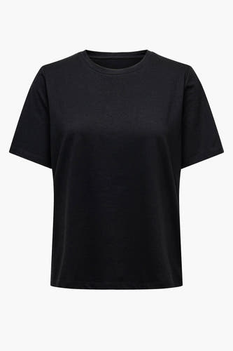 T-shirt noir ONLY, couleur unie et manches courtes.