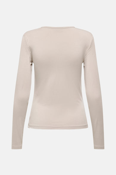 T-shirt beige à manches longues de JDY, vue arrière sur un fond uni.