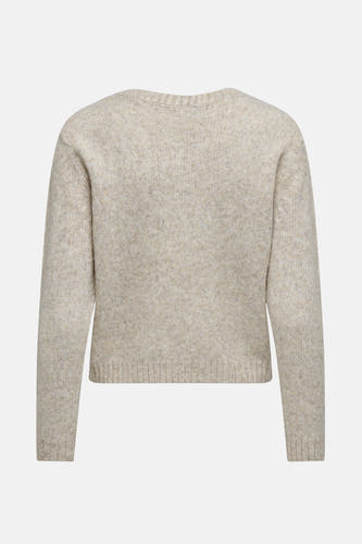 T-shirt écru avec col rond de JDY, à longues manches et texture froissée.