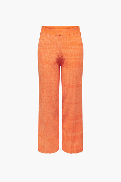 Pantalon de jogging orange de ONLY, avec une texture de tricot à côtes et une ceinture élastique large.