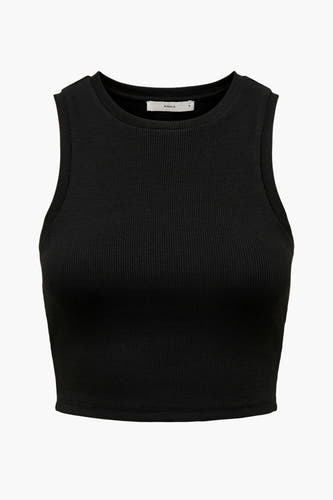 T-shirt sans manches noir d'ONLY, en tricot avec un col rond.