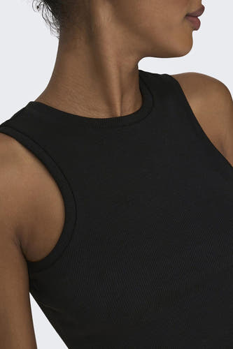 T-shirt sans manches noir de ONLY®, avec une structure côtelée et une encolure ronde.