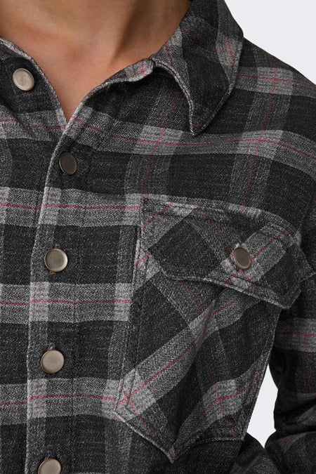 ONLKERSTIN LS CHECK GREY DNM JACKET MAE