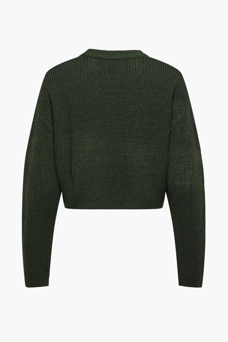 T-shirt vert de avec col rond ONLY, en texture rayée et longs manches.