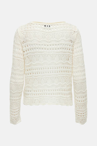 Pull-over blanc avec col rond de JDY, avec un motif tricoté et des manches longues.