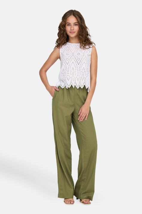 ONLCARO MW LINEN BL PULL-UP PANT CC PNT