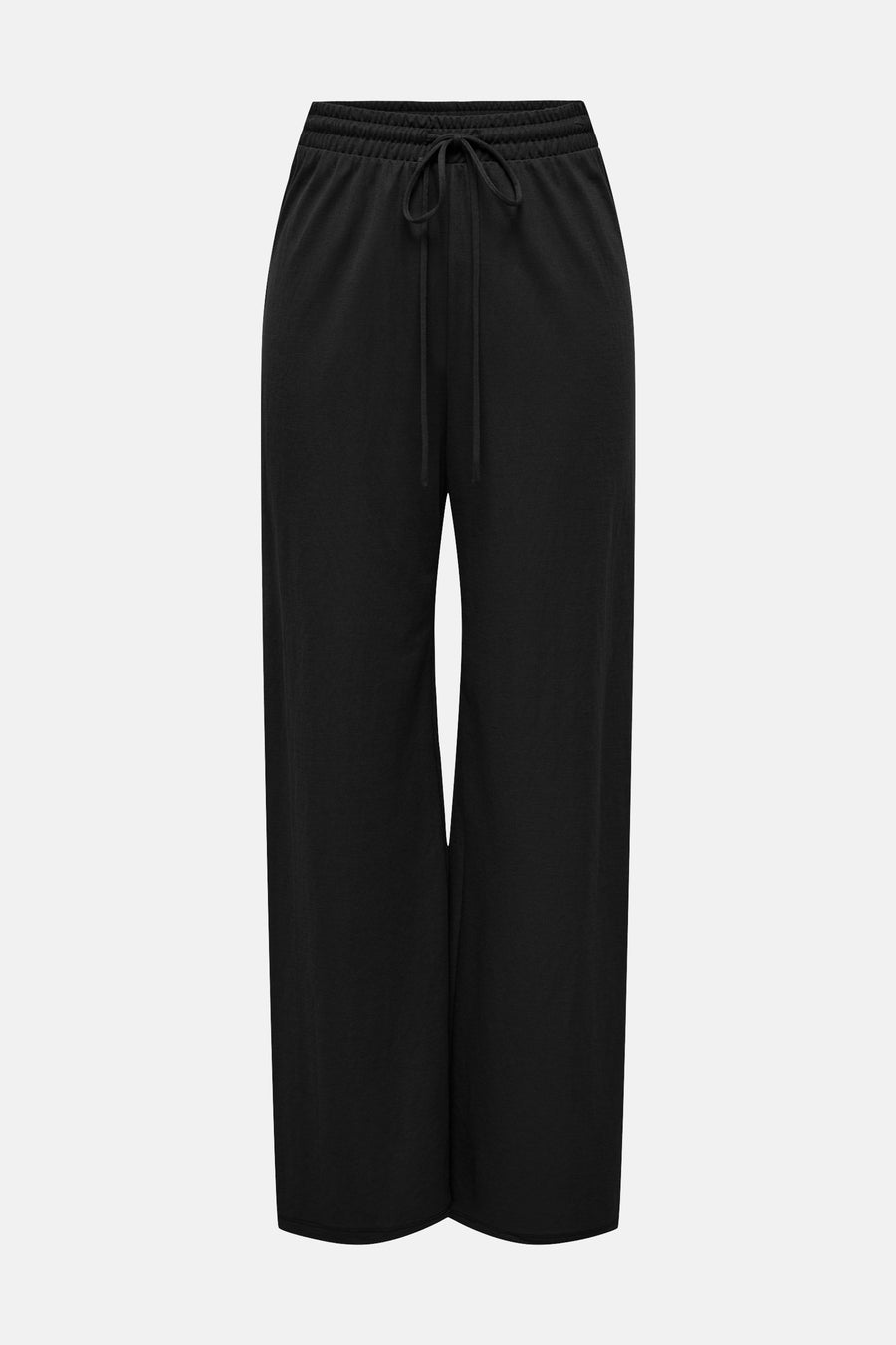 Pantalon noir de ONLY, avec cordon et jambes larges.